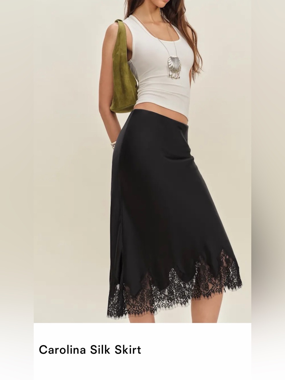Reformation Carolina silk lace skirt size L